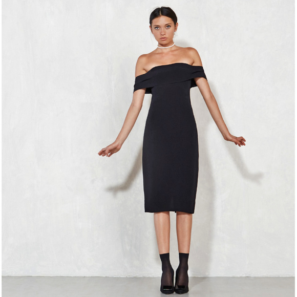 reformation black off the shoulder dress